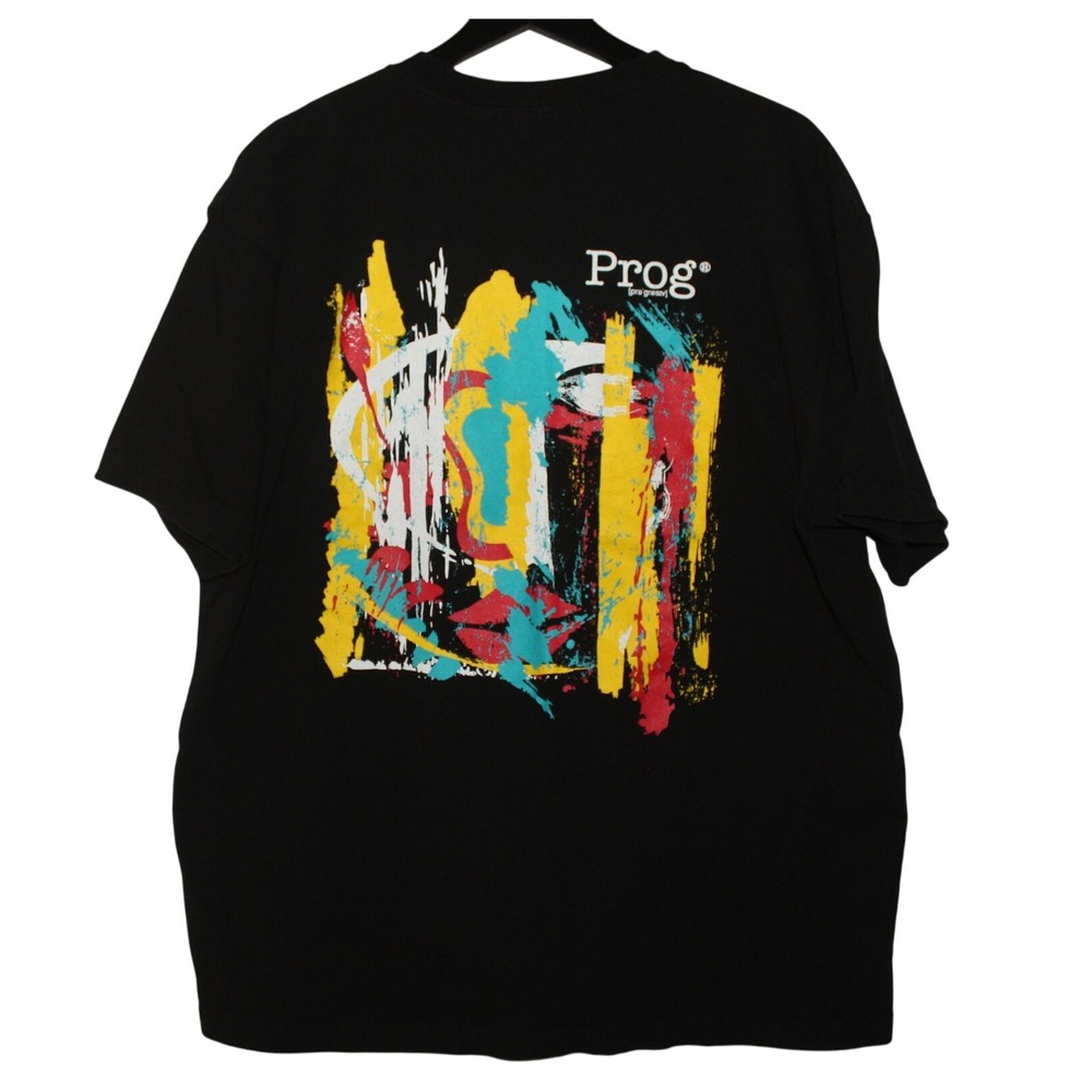 Prog Graphic‎ T-Shirt Abstract Design Short Sleeve Top Black 2XL